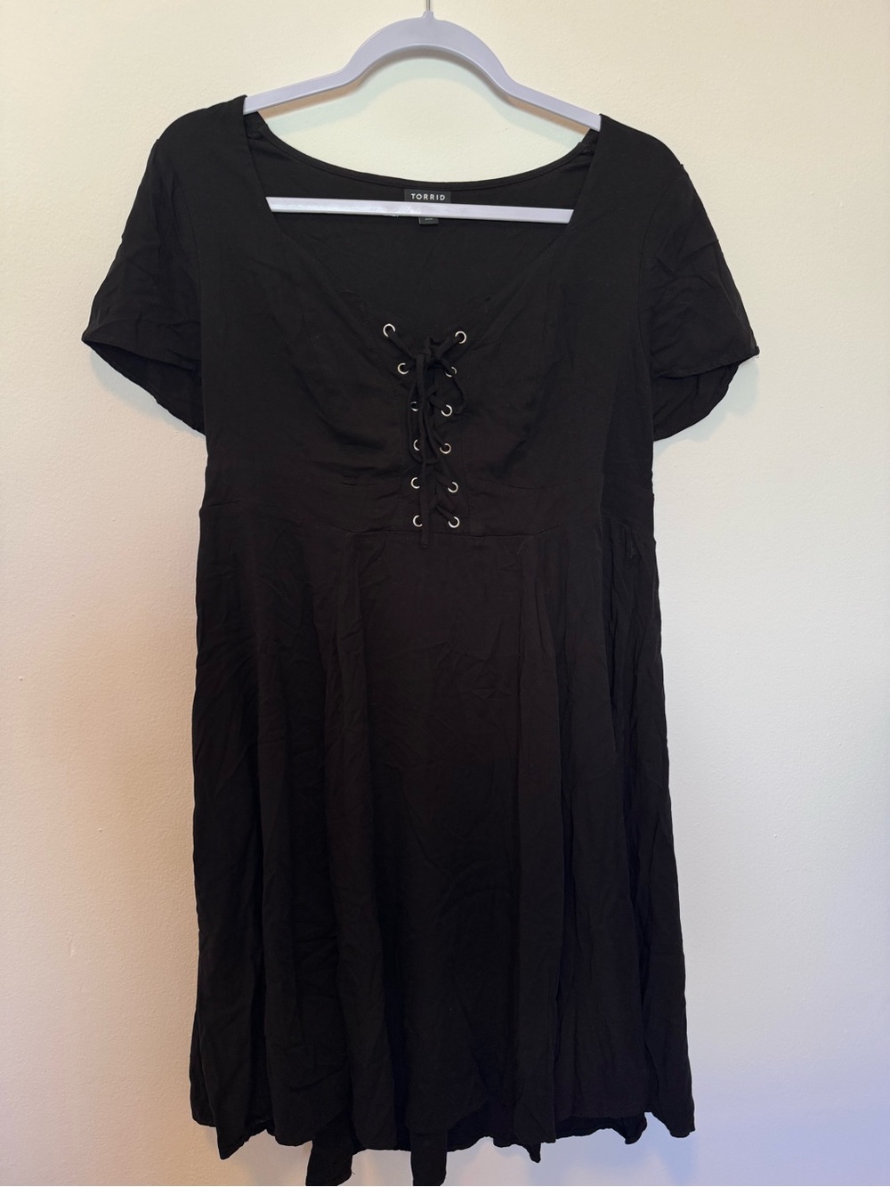 Torrid Black Lace-Up Fit & Flare Dress
